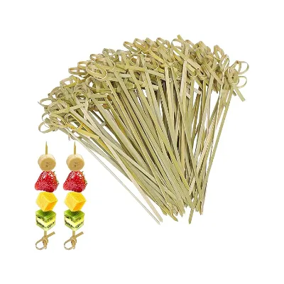 Disposable Bamboo Cocktail Sticks and Appetizer Picks Food Grade Knotted Skewers Eco-Friendly for Parties