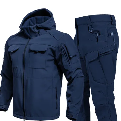 Mens Shark Skin Softshell Tactical Jacket Set Camouflage Waterproof Fleece Lined Suit