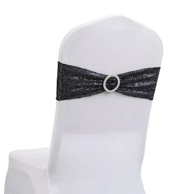 Factory Wholesale Glitter Elastic Dining Chair Cover New Design Cheap Chair Sash for Banquet Use