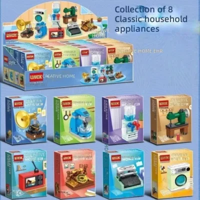 Hot Building Block Kitchen Toys Sets Blind Box Cartoon Figures 3D Puzzle Kids DIY Bricks Toys Set Building Toys for Gift