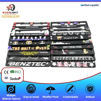 New car license plate frame decoration plastic American cartoon standard decoration custom design UV printing 60g