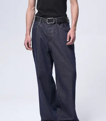 Manufacturer Raw Denim 100% Cotton Loose Jeans Custom Selvedge Denim Straight Jeans Men's Baggy Fit Jeans