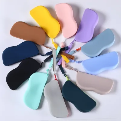 Eco-Friendly Silicone Zipper Glasses Case Cross-Border Waterproof Dustproof Small Item Storage Pouch Rectangle Eyeglasses Bags