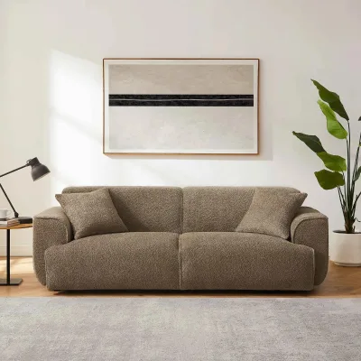 Boucle Oversized Wide Armrest Square Throw Pillows Low Profile Modern Minimalist Couch Home Living Room Indoor Leisure Furniture