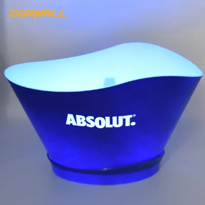 High Quality Rechargeable 12L Capacity LED Ice Bucket for Camping Custom Logo Engraved Made PP Plastic Material for Champagne