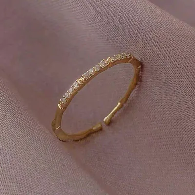 Trendy S925 Silver Zircon Engagement Promise Rings for Women Resizable Bamboo Style Fashion Rings Customizable for Any Size