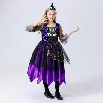 New Halloween Costumes Children's Magic Witch Queen Ball Party Performance Costumes