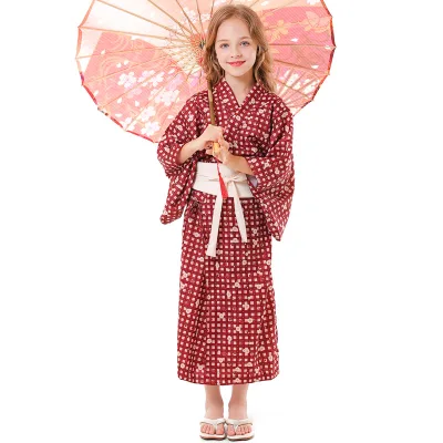 2025 new styles Japanese Kid Girl Kimono Dresses Traditional Yukata Children Stage Performance Dress Kid Bow Costume