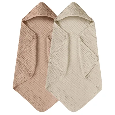 Wholesale Sustainable Anti-bacterial Custom Printed 100% Muslin Cotton Sleeping Blanket Bath Baby Hooded Towel