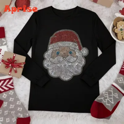 Shining Santa and Snowflake Patterned Rhinestone Transfer Iron-on for Festive Clothing
