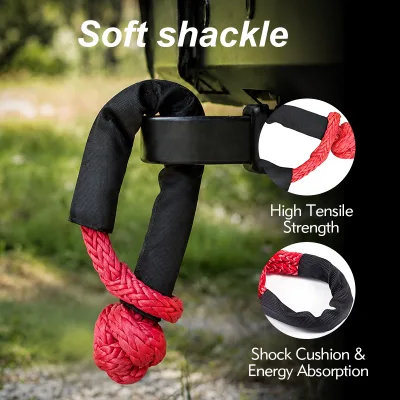 Monster4WD Synthetic Winch Rope with Soft Shackle, UHMWPE Off-Road Recovery Tow Strap Emergency Rescue