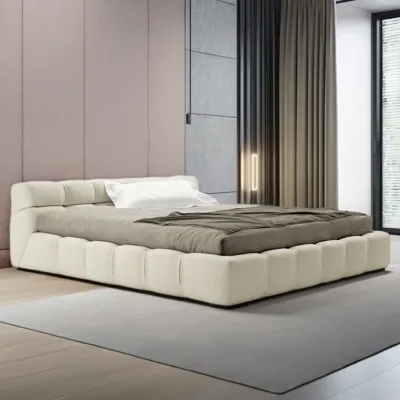 Tufted Puff Italian Minimalist Fabric Kind Queen Size Modern Design Master Room Bedroom Furniture Big Villa Modern Loft Bed