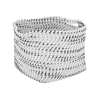 Natural Woven White Cotton Rope Storage Woven Laundry Basket With Handle