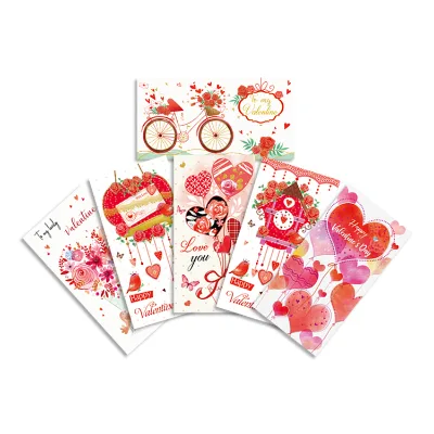 Valentines Cards Red Gold Foil Handmade Folded Custom Made Money Envelopes for Valentine's Day Card