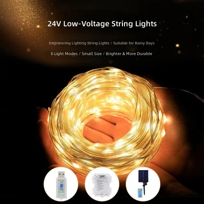 Solar Leather String Light String Outdoor IP65 Waterproof Christmas Starry Sky Wrapped Tree Light Decoration