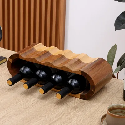 High Quality Morden Style Red Wine Display Wood Small Table Wine Storage Holder Rack for Home and Bar