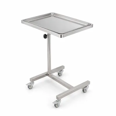Height Adjustable Stainless Steel Medical Instrument Trolley Surgical Tray Stand with Casters for Operating Room and Clinic Use