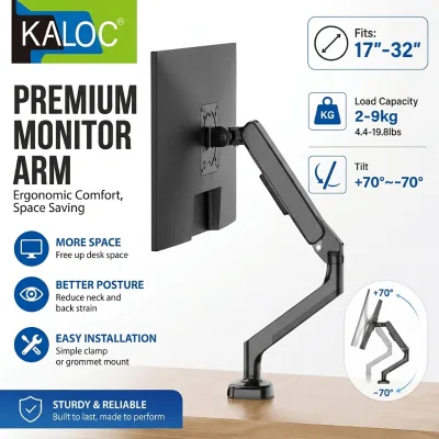 Kaloc Factory Direct Sale 17-32 Inch Monitor Support Cran Forex Laptop Arm Stand 360 Rotation Desk Mount Vesa 75x75 100x100