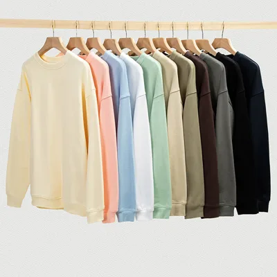 Wholesale Winter Unisex Heavyweight Drop Shoulder Loose Fit French Terry Cotton Anti-wrinkle Crewneck Sweatshirt