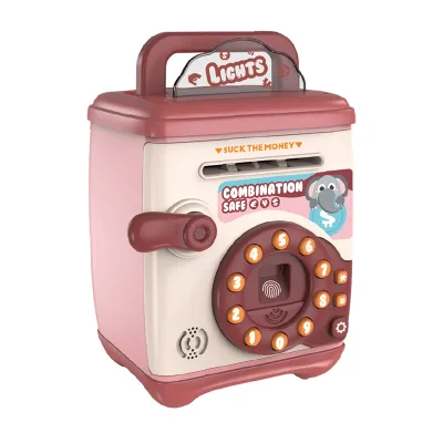 Jinming Kids Plastic Money Boxes Save Paper Money and Coin Electric Fingerprint Password ATM Piggy Bank Toys