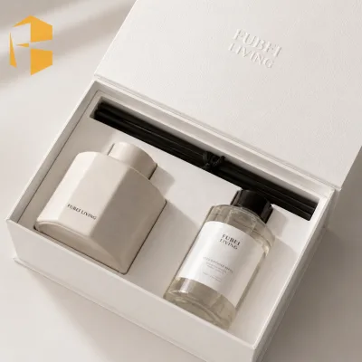 FUBEI LIVING High-End Nordic Style Modern Geometric Matte White Ceramic Diffuser Vessel Empty Bottle for DIY Home Scent
