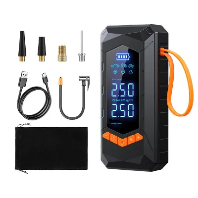 2024 New Style Car Tyre Inflator Mini Portable Wireless Air Compressor With Dual Screen Phone Fast Charging
