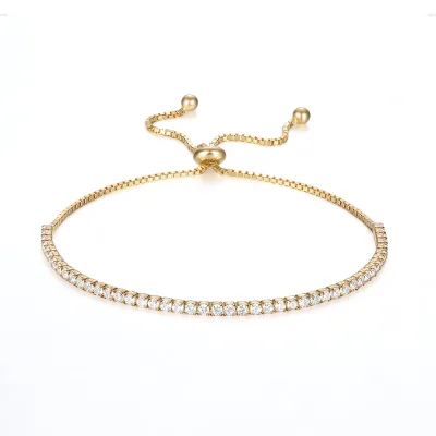 Classic S925 Sterling Silver Cubic Zirconia Tennis Bracelet for Women | Adjustable Slider