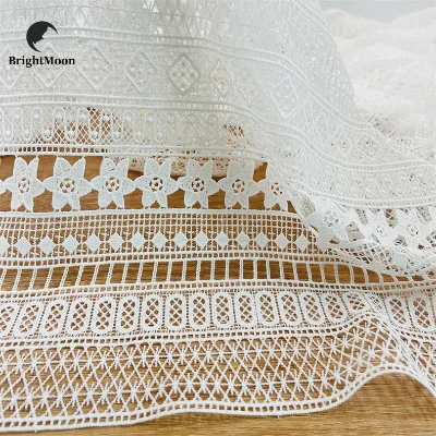 Hollow Embroidery Fabric Guipure Lace Water-Soluble Skin-Friendly Lace for Eco-Friendly Dresses