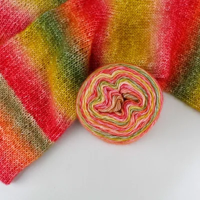 2024 Blended Cake Yarn 60%cotton 30%acrylic 10%wool Color Spun Fancy Yarn for Hand Knitting