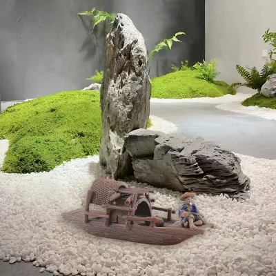 Fish Tank Decoration Aquarium Accessories Shipwreck Decor  Ceramic Material Bamboo Raft Decorations for Fish Favors