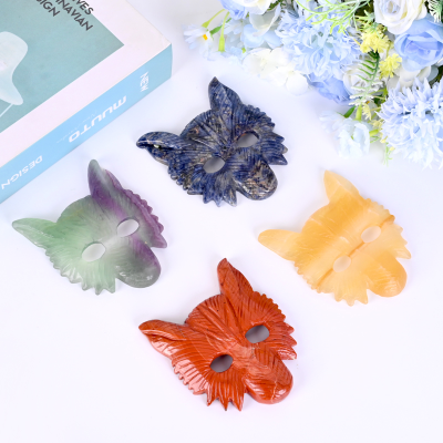 Hot Sale Natural Crystal Spiritual Healing Crystal Carvings Crystal Wolf Mask