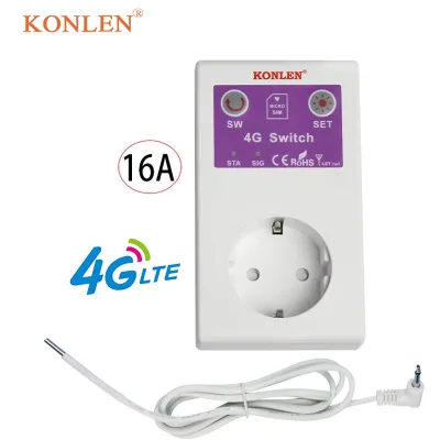 4G GSM Smart Socket 16A ABS Remote Power Switch with Temp Sensor & Alarm SIM Control Via App/SMS/Call Relay Module for Home Use