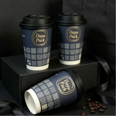 High Demand Eco-Friendly Biodegradable Double Wall Insulated Gold Foil PE Paper Craft Cups for Hot Coffee and Wine Low Prices