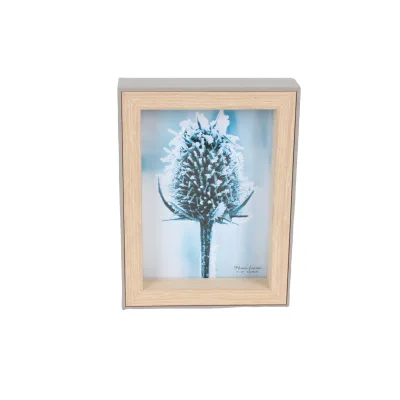 Double-Sided Natural Wooden Deep Shadow Box Picture Photo Frame Metal Table Top for Home Decor