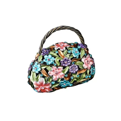 Fresh-cut Diamond Flower Handbag Jewelry Box Flip Cover Dust-proof Ear Ring Storage Box Creative Storage Box