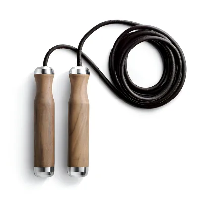 High Quality Durable Solid Walnut Wood Handle Jump Rope for Home Use