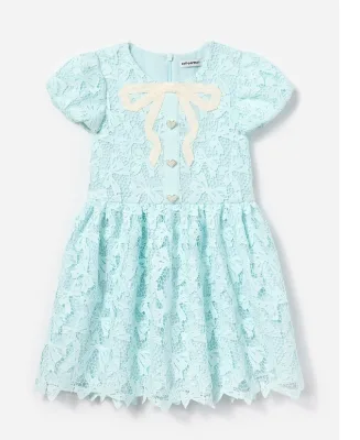 2025 Silk Summer Short Sleeve Girls' Baby Dress with Bow