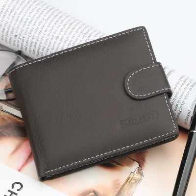 For Wholesale Slim One Piece Open Closure Short Length Black Multi Card Slot Men Genuine Leather Polyester Light Weight