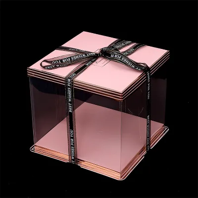 6 Inches PET Clear Food Grade Cake Packaging Box Recycled Transparent Cake Carrier Display Boxes for Wedding Party Birthday