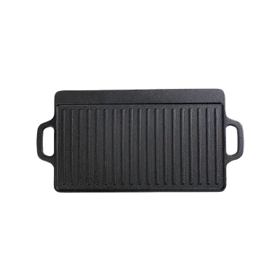 Reversible Double Sides Griddle Plate 2 in 1 Cast Iron Induction Grill Pan Griddle Plate for Gas Stove