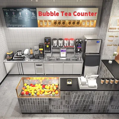 New 2025 Bubble Tea Shop Open Complete Machine Equipment with Design Setup One Stop Solution Easy to Operate 1 Year Warranty