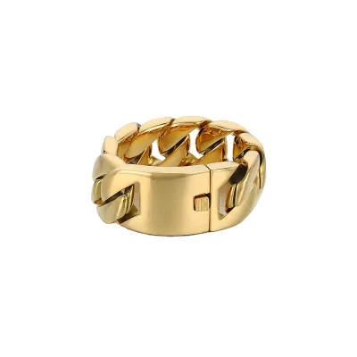 Chunky 31mm Stainless Steel Unisex Bracelet Accessories Big 14K Gold Plated Crystal Rhinestone Classic Miami Cuban Link Chain
