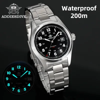 Custom Logo Oem Odm Automatic Watch 8215 Movement 200m Waterproof Flat Sapphire Steel Vintage Field Wristwatch Wholesale