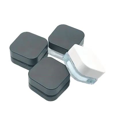 Customized logo Child Proof 5g 9g 5ml 7ml 9ml Mini Round square clear Black Eye Cream Glass Concentrate Jar With Black CR Lid