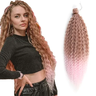 Wholesale High Quality 20 Inch Deep Wave Ombre Marine Crimp Loose Crochet Hair Synthetic Extension