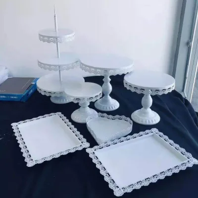 White Metal Cake Cupcake Plate