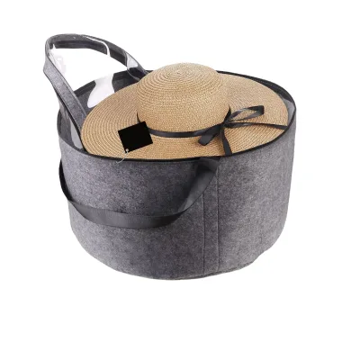 Custom Travel Felt Hat Storage Box with Dust-proof Lid Collapsible Hat Holder Organizer Storage Bag