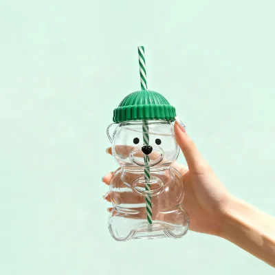 High quality cute a little bear cup straws lids for beverages couples and friends holiday birthday gifts
