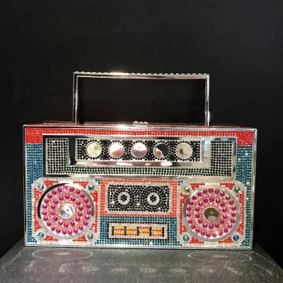 Amiqi MRY37 Hand-held Dinner Bag Handmade Double-sided Beaded Embroidered Bag with Sequined Diamond Lady Clutch Bag