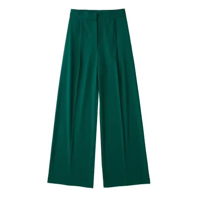New Brief Solid Color Wide Leg Casual Pants Women Trousers